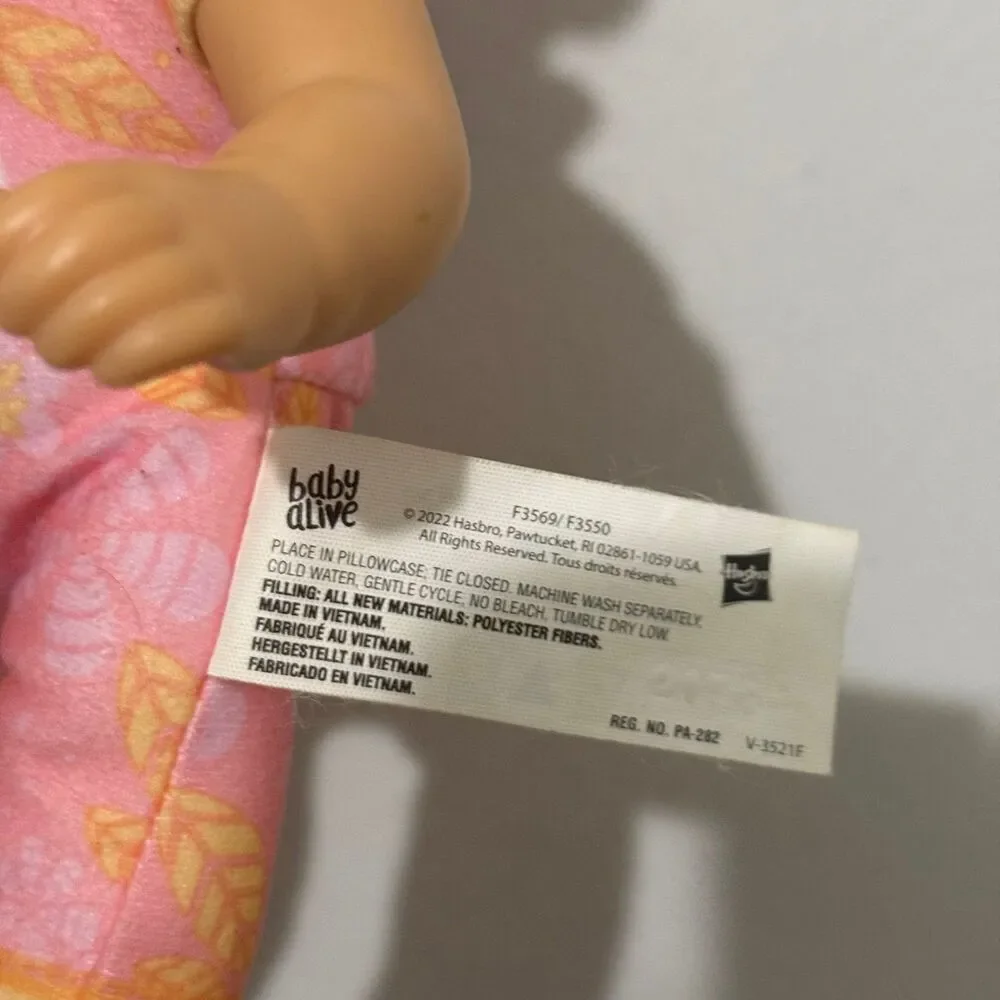 Baby Alive Doll 11” Brown Hair Pink Flamingo Outfit Hasbro 2022 Soft Body